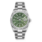 Rolex Datejust 126234-0048 Olive Green Palm Motif Dial 36mm Oyster Stainless Steel Mens Watch