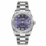 Rolex 126234-0022 Datejust Aubergine Purple Diamond Roman Oyster Stainless Steel 36mm