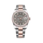 Rolex Datejust 126281RBR-0029 Slate Fluted Motif Diamond Dial Diamond Bezel and Oyster Bracelet