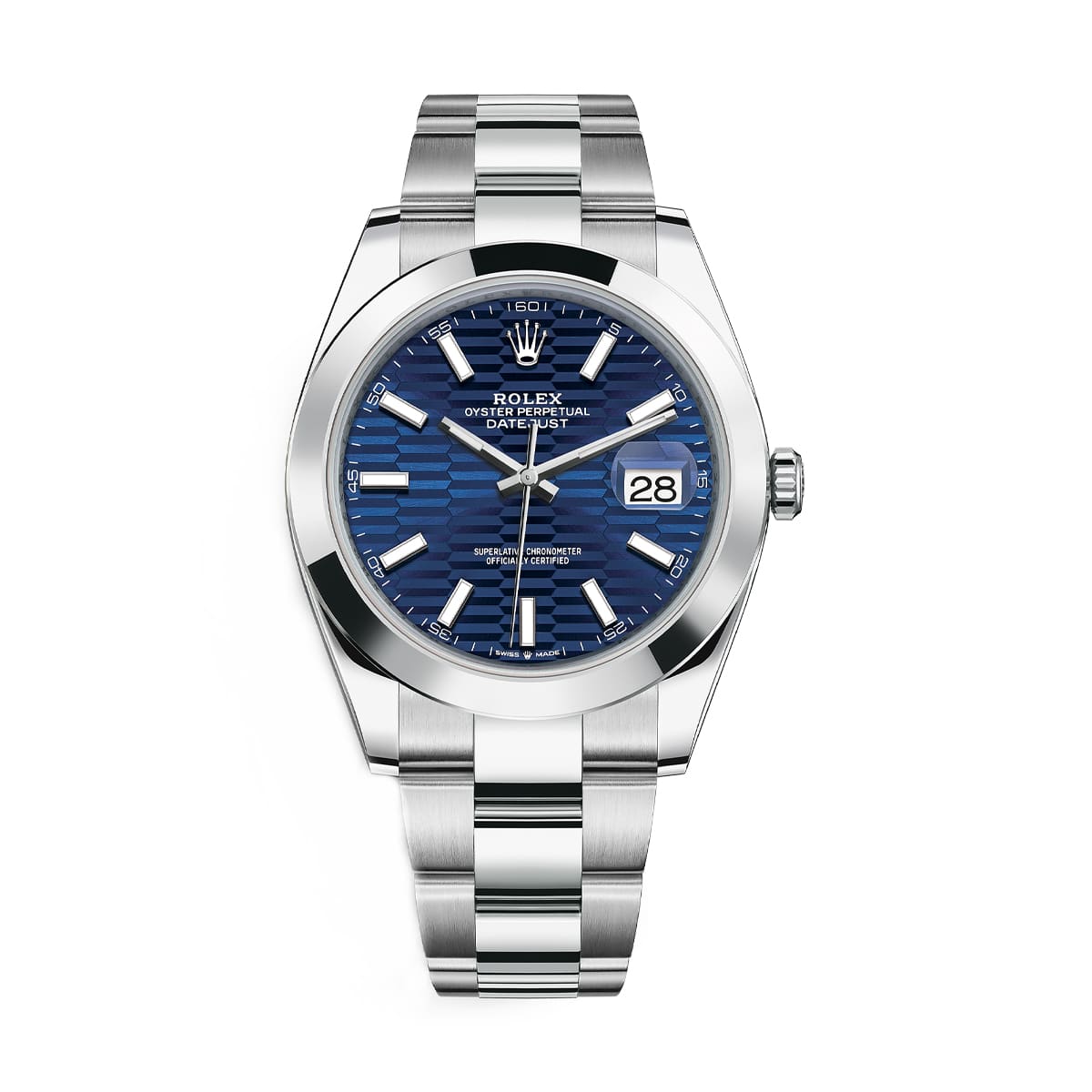 Rolex-126300-blue-fluted.jpg Rolex Datejust 126300 Blue Fluted Dial Stainless Steel Oyster Bracelet Watch - Image 1