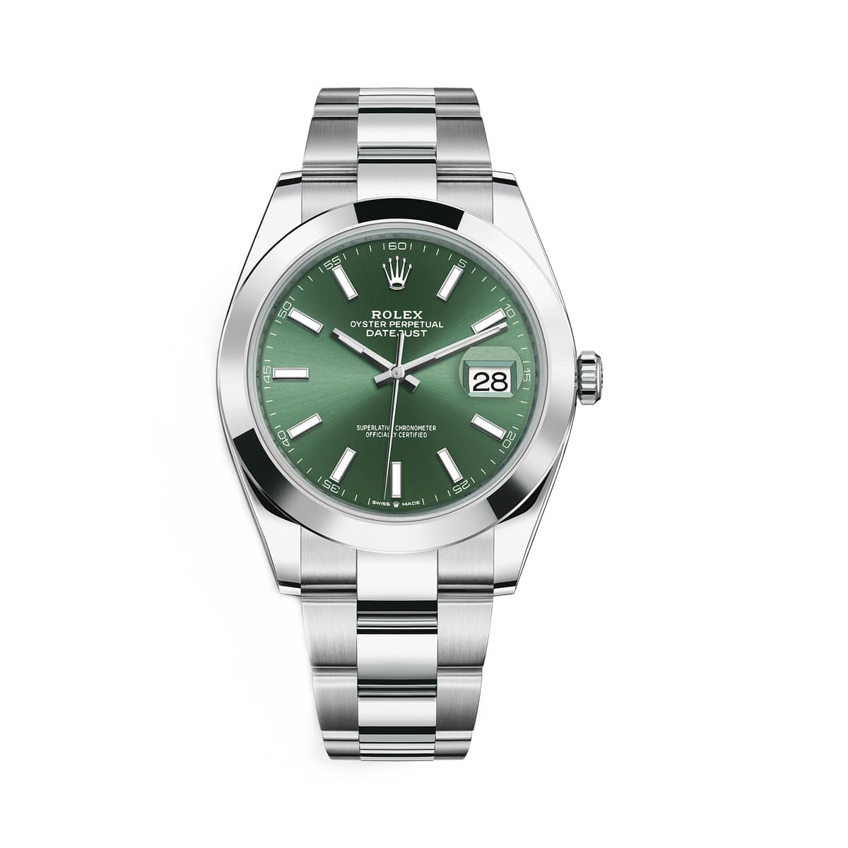 Rolex-126300-mintgreen-oyster.jpg Rolex Datejust 126300-0019 Mint Green Dial Stainless Steel Oyster Bracelet Watch - Image 1