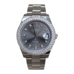 Rolex 126300 Rhodium Diamond 41mm Dial Aftermarket Diamond Bezel