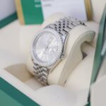 Rolex 126300 Silver Stick 41mm Dial Aftermarket Diamond Bezel - Image 4