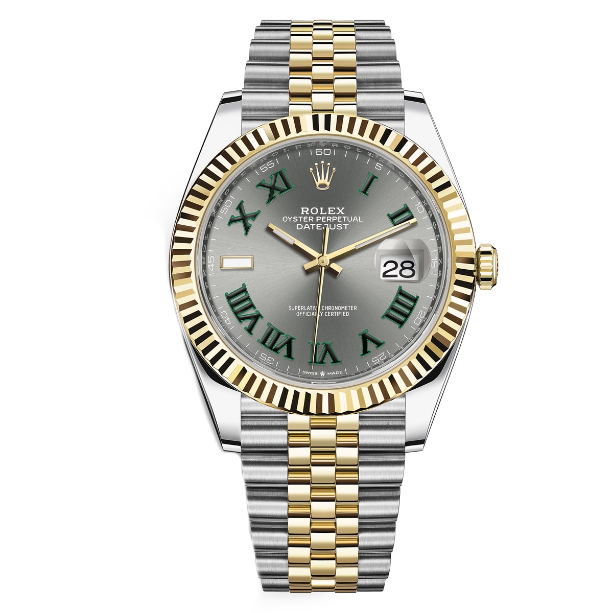 Rolex-126333-0020-1.jpg Rolex Datejust 126333-0020 Steel And Yellow Gold Fluted Bezel Green Roman Dial Jubilee Watch - Image 1