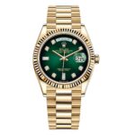 Rolex Day-Date 128238-0069 36mm 18K Yellow Gold President Green Ombré Diamond Dial