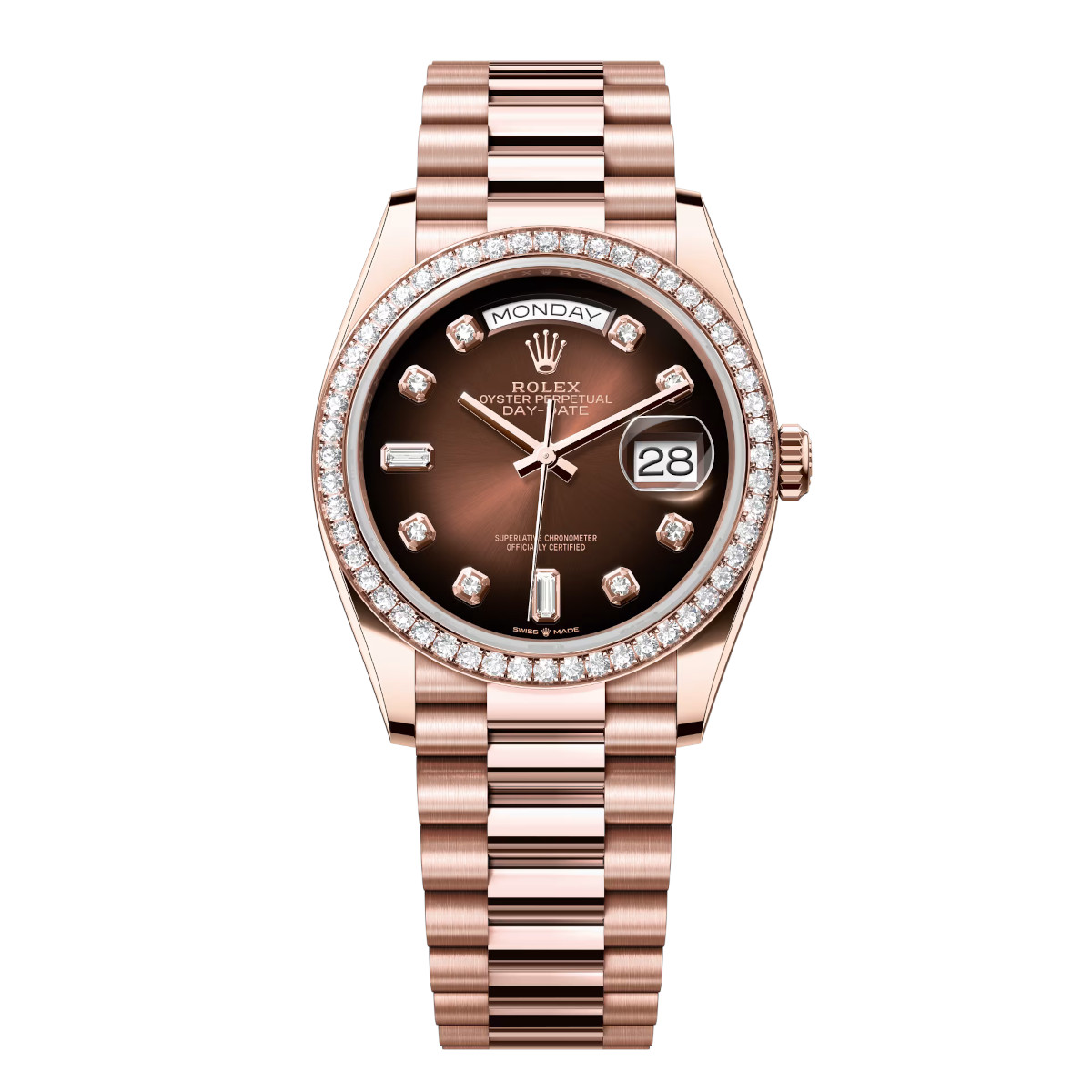Rolex-128345rbr-0040-brownombrediamond-diamondset-president.jpg Rolex Day-Date 36mm 128345RBR-0040 Brown Ombré Dial President Bracelet - Image 1