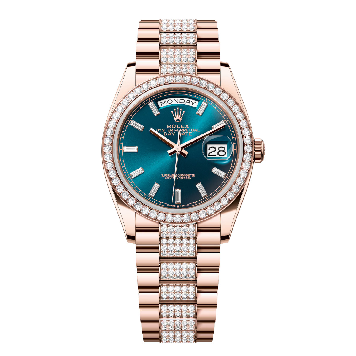 Rolex-128345rbr-0084-bluegreendiamond-diamondset-diamondpresident.jpg Rolex Day-Date 36mm 128345RBR-0084 Blue-Green Dial President Bracelet - Image 1