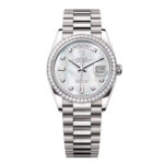 Rolex Day-Date 36mm 128349RBR-0004 White Mother-of-Pearl Dial President Bracelet