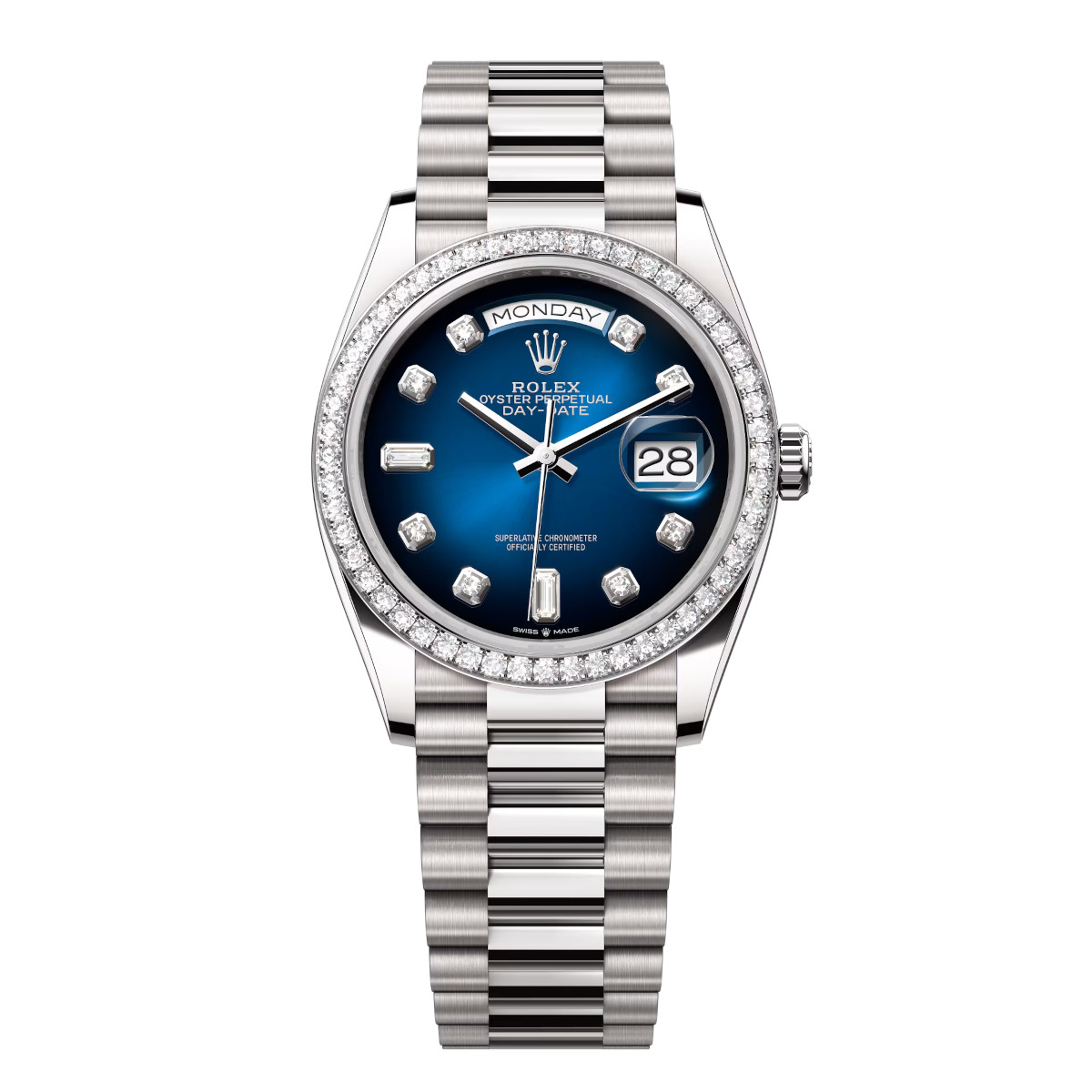 Rolex-128349rbr-0010-bluediamond-diamondset-president.jpg Rolex Day-Date 36mm 128349RBR-0010 Blue Ombré Dial President Bracelet - Image 1