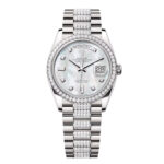 Rolex Day-Date 36mm 128349RBR-0014 White Mother-of-Pearl Dial President Bracelet