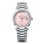 Rolex Day-Date 36mm 128396TBR-0009 Pink Opal Dial President Bracelet