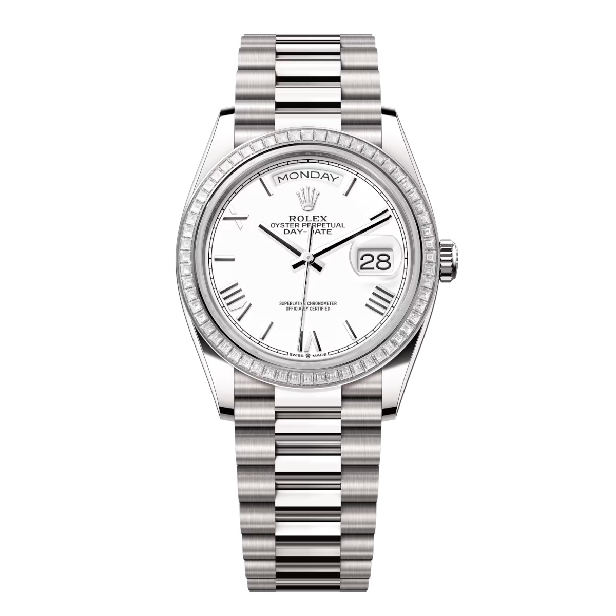 Rolex-128399tbr-0019-whiteroman-diamondset-president.jpg Rolex Day-Date 36mm 128399TBR-0019 White Dial President Bracelet - Image 1