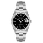 Rolex 15210 Oyster Perpetual Black Stick Dial 34mm Stainless Steel Watch