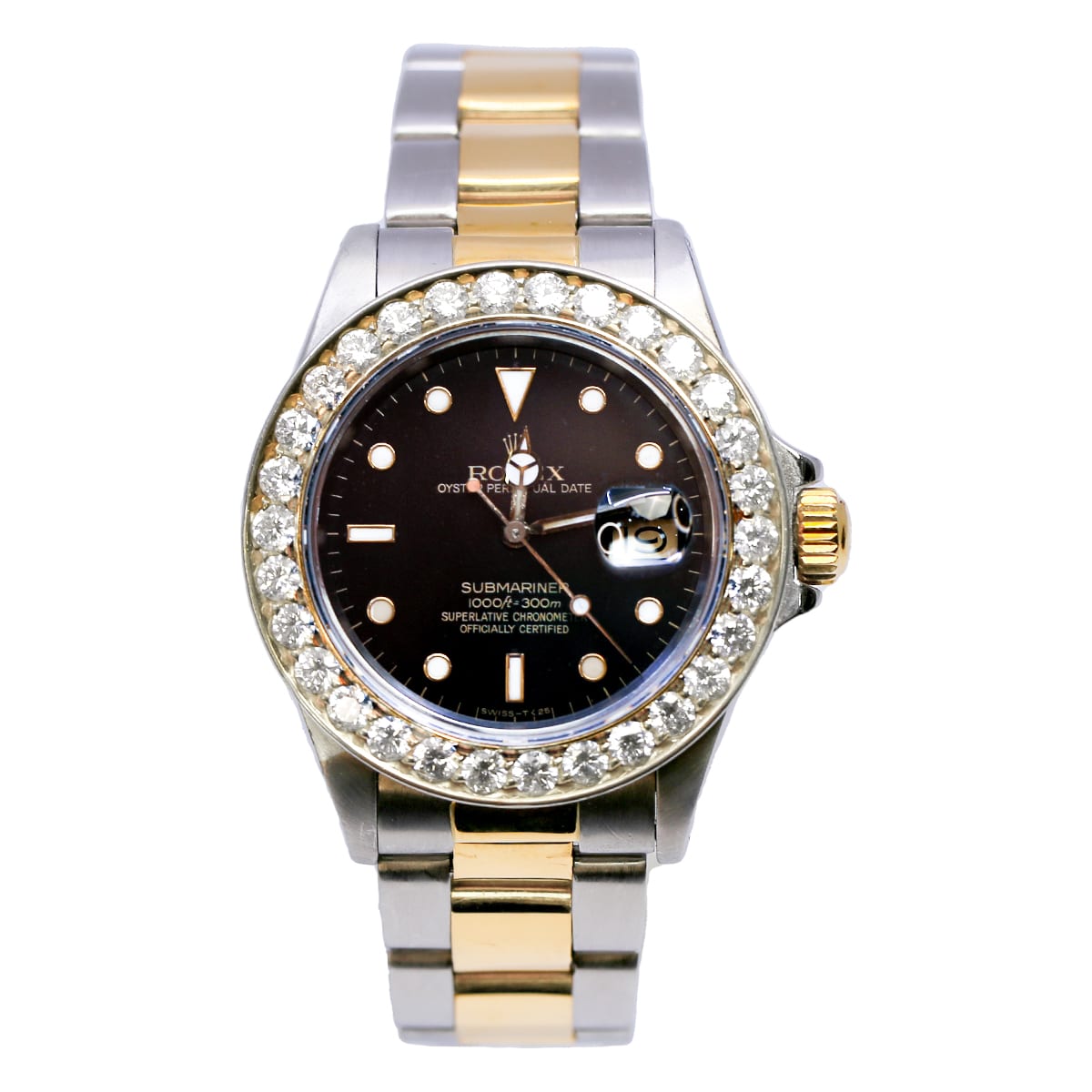 Rolex-16803-aft.jpg Rolex Submariner Diamond Bezel 16803 Two Tone Watch - Image 1