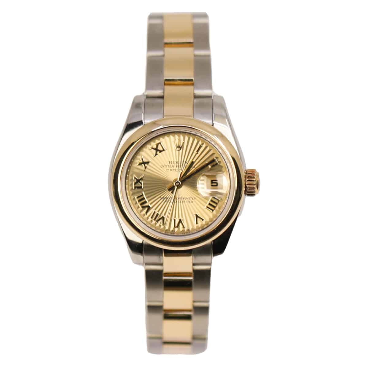 Rolex-179163-champ-roman-1.jpg Rolex 179163 Champagne Sunbeam Roman Two-Tone 26mm Oyster Watch - Image 1