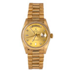 Rolex 36mm 18038 Day-Date 18K Yellow Gold Champagne Diamond Dial Watch