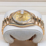 Rolex Day-Date 36mm 18238 Champagne Diamond Dial Fluted Bezel 18 Yellow Gold President Bracelet Watch - Image 4