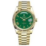 Rolex Day-Date 228238-0061 Green Roman Dial Yellow Gold President Bracelet