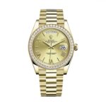 Rolex Day-Date 228348RBR-0003 Champagne Dial and Diamond Bezel Yellow Gold President Bracelet 40mm