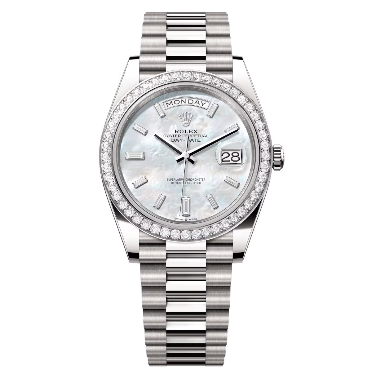 Rolex-228349rbr-0046-whitemop-diamondset-president.jpg Rolex Day-Date 40mm 228349RBR-0046 White Mother-of-Pearl Dial President Bracelet - Image 1