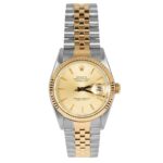 Rolex Datejust 16013 18k Yellow Gold and Stainless Steel Champagne Stick Dial Jubilee Watch