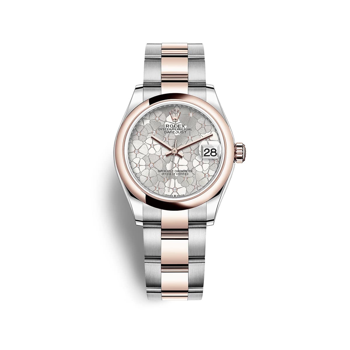 Rolex-278241-0031-silver-dial.jpg Rolex Datejust 278241-0031 Silver Floral Motif 31mm Dial Oyster Bracelet Watch - Image 1