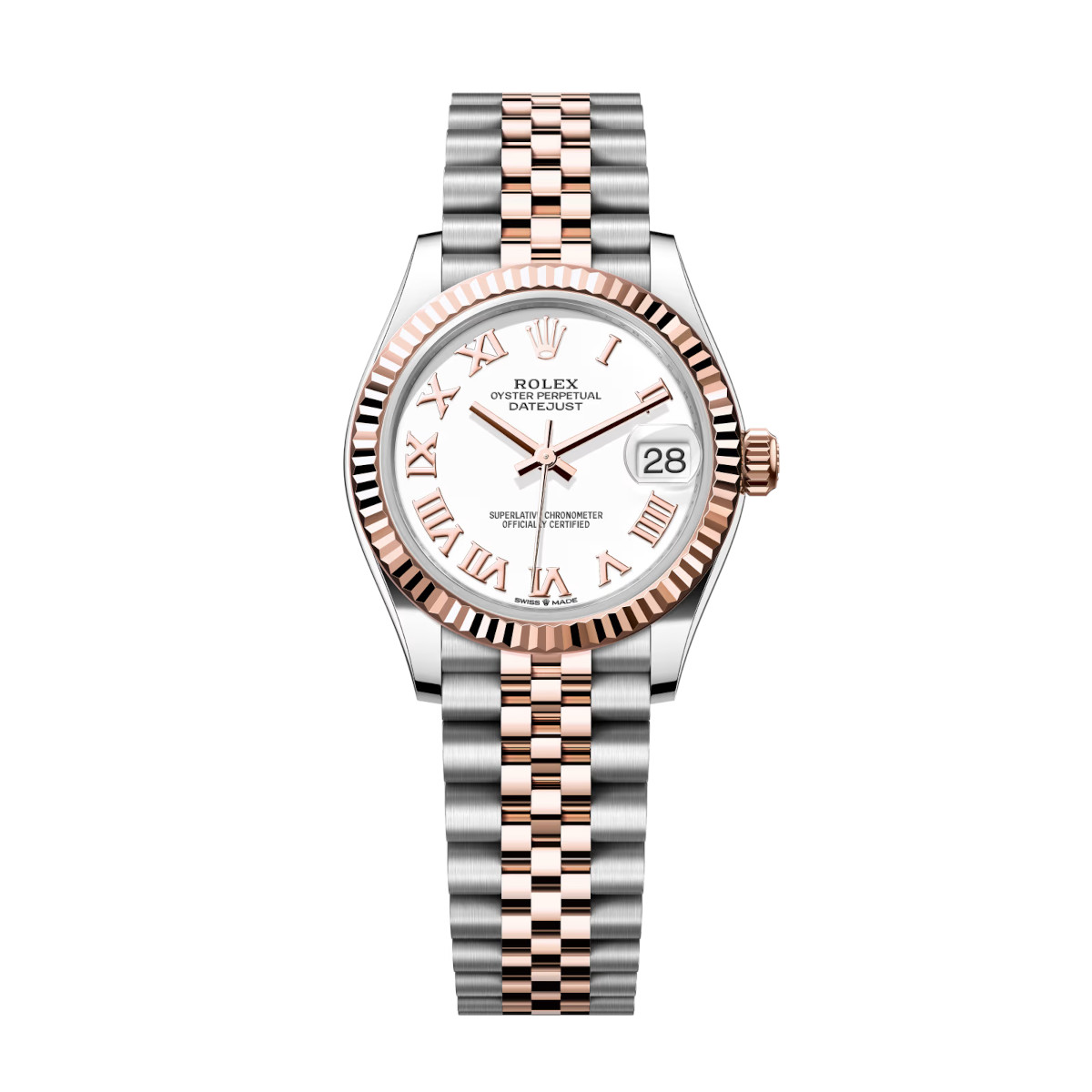Rolex-278271-0002-whiteroman-fluted-jubilee.jpg Rolex Datejust 278271-0002 White 31mm Dial Jubilee Bracelet Watch - Image 1