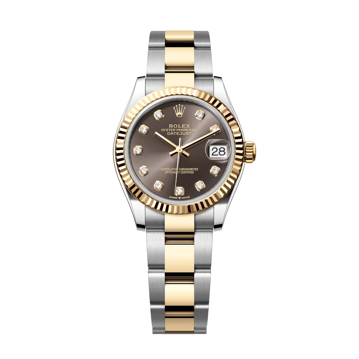Rolex-278273-0021-darkgreydiamond-fluted-oyster.jpg Rolex Datejust 31mm 278273-0021 Dark Grey Dial Stainless Steel and Yellow Gold Oyster Watch - Image 1