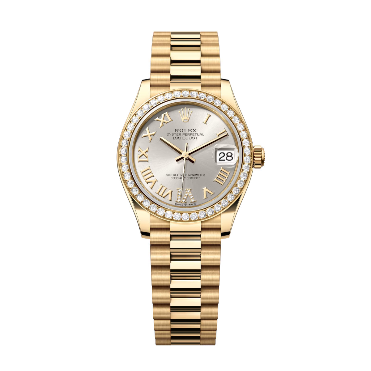 Rolex-278288rbr-0020-silverromandiamond-diamondset-president.jpg Rolex Datejust 278288RBR-0020 Silver 31mm Dial President Bracelet Watch - Image 1