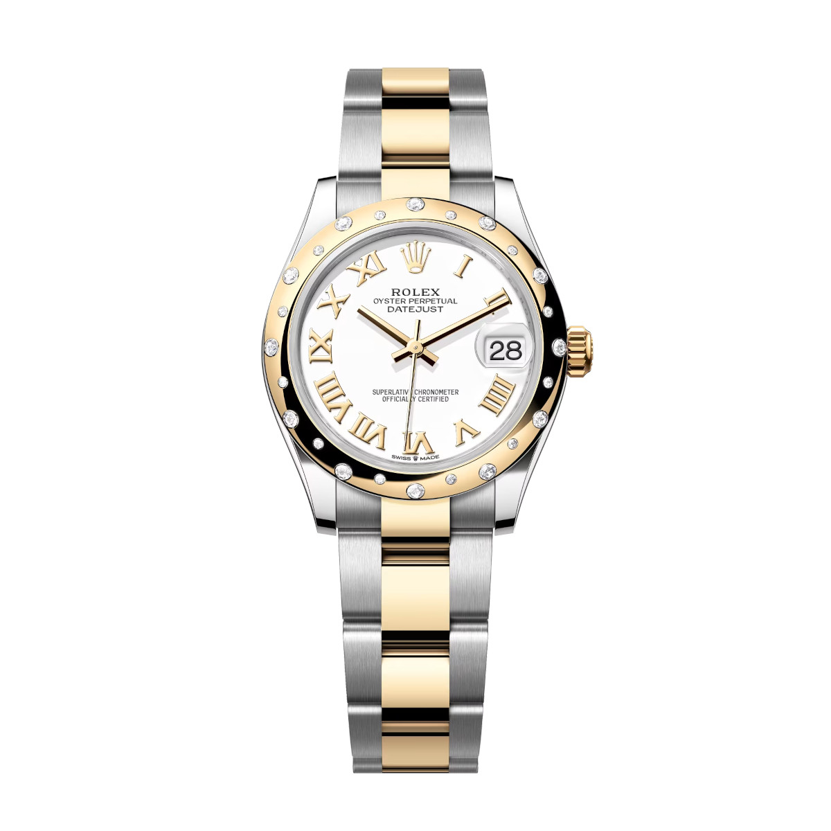 Rolex-278343rbr-0001-whiteroman-domeddiamond-oyster.jpg Rolex Datejust 31mm 278343RBR-0001 White Dial Yellow Rolesor Oyster Watch - Image 1