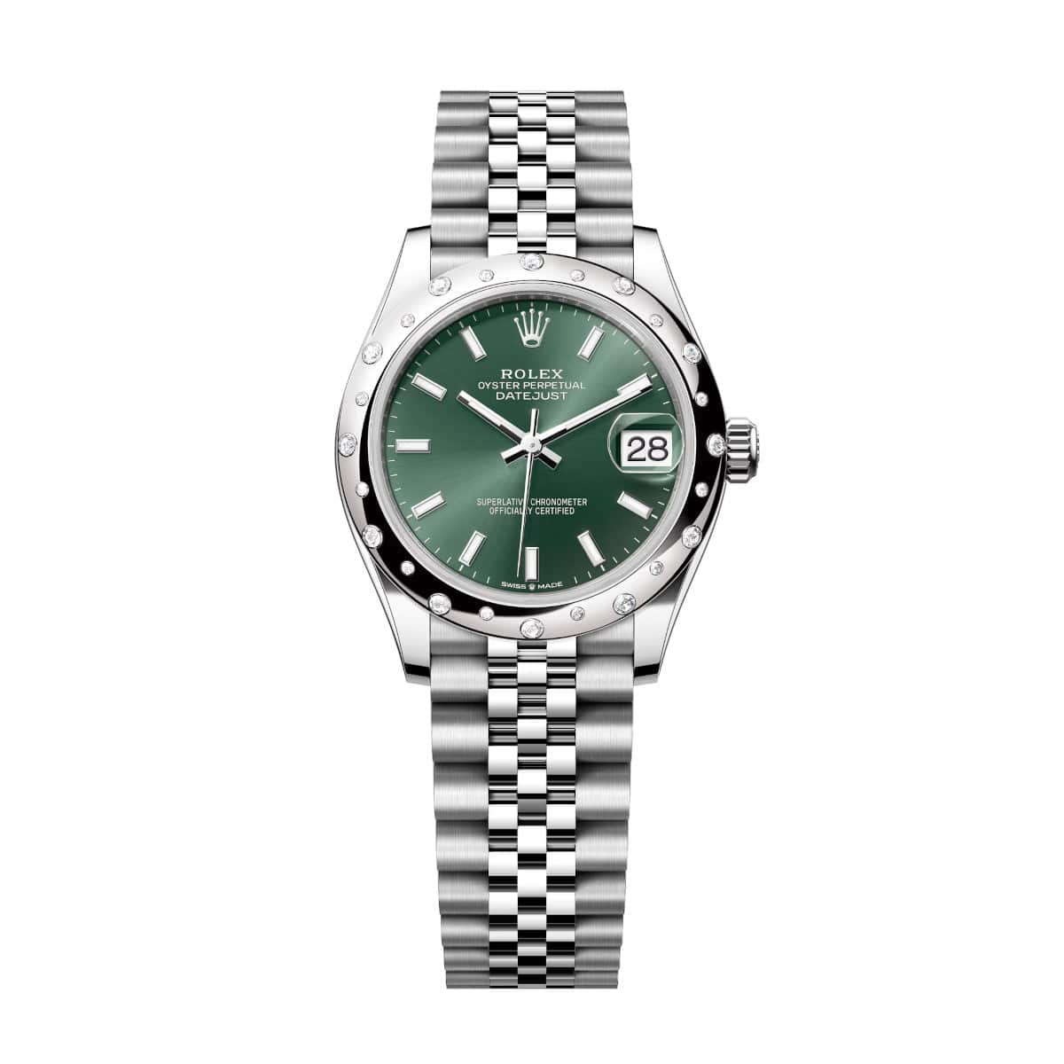 Rolex-278344rbr-0020-green-domeddiamond-jubilee.jpg Rolex Datejust 278344RBR-0020 Green Dial 31mm Domed Diamond Jubilee Watch - Image 1