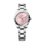 Rolex Datejust 278344RBR-0025 Pink Dial 31mm Domed Diamond Oyster Watch