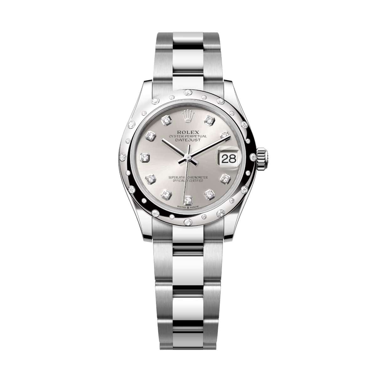 Rolex-278344rbr-0031-silverdiamond-domeddiamond-oyster.jpg Rolex Datejust 278344RBR-0031 Silver Dial 31mm Domed Diamond Oyster Watch - Image 1