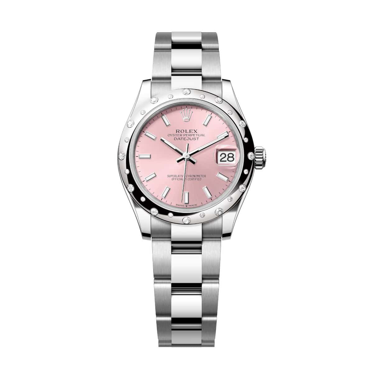 Rolex-278344rbr-pink-domeddiamond-oyster.jpg Rolex Datejust 278344RBR-0015 Pink Dial 31mm Domed Diamond Oyster Watch - Image 1