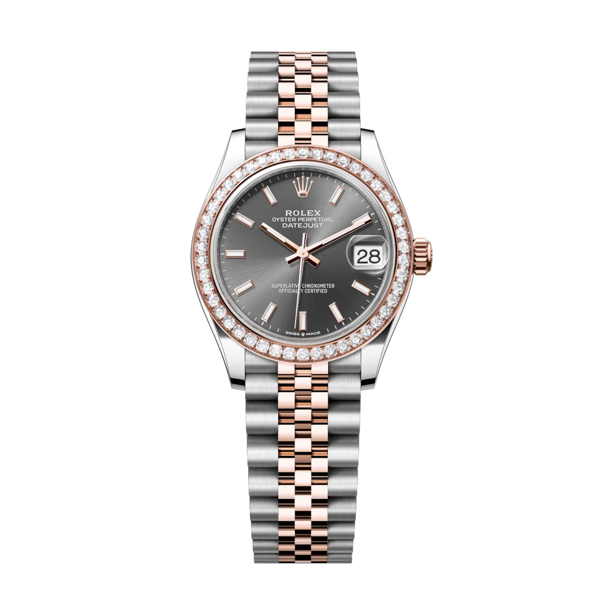Rolex-278381rbr-0018-slate-diamondset-jubilee.jpg Rolex Datejust 278381RBR-0018 Slate 31mm Dial Diamond-Set Bezel Jubilee Bracelet Watch - Image 1