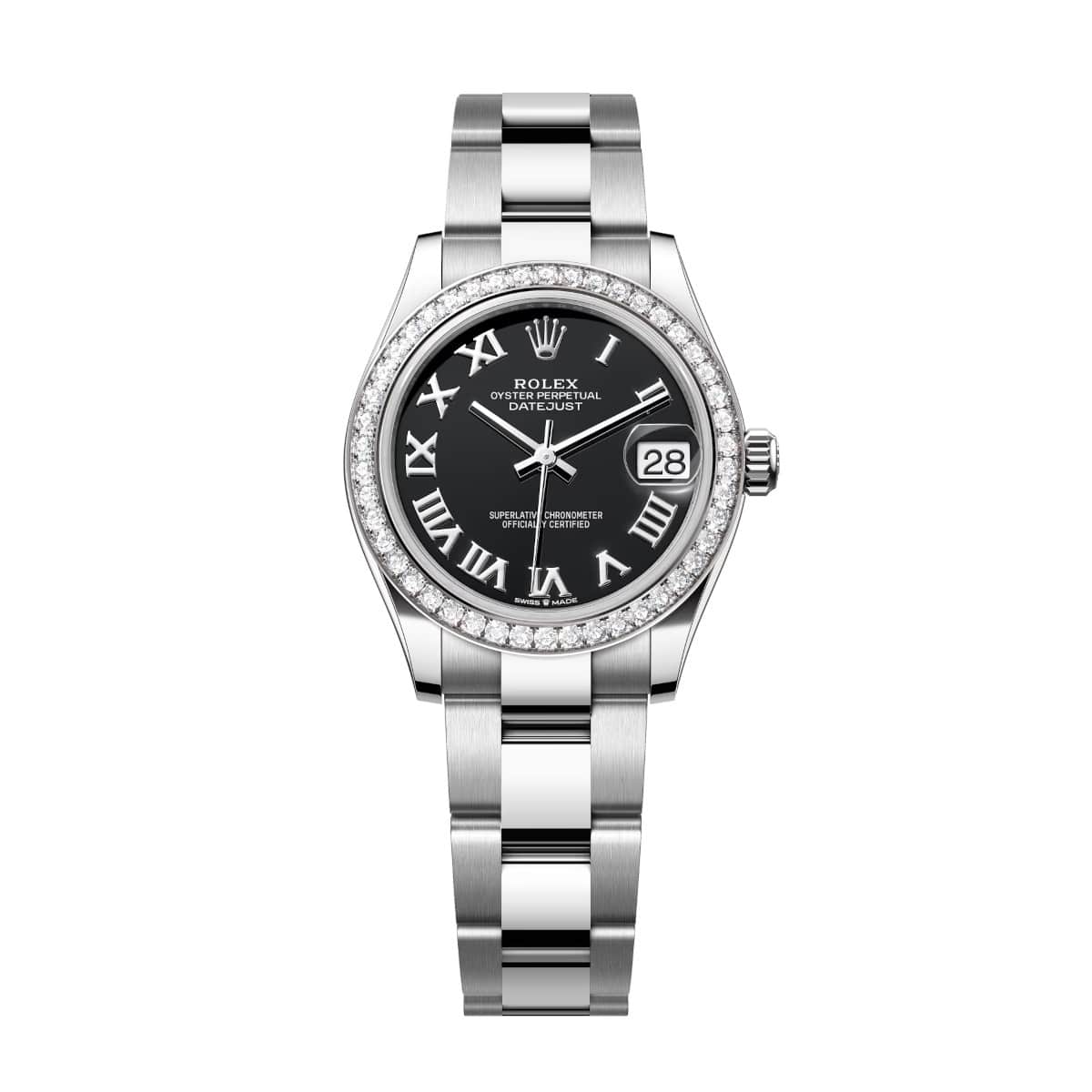 Rolex-278384rbr-0001-black-diamondset-oyster.jpg Rolex Datejust 278384RBR-0001 Bright Black 31mm Dial Oyster Watch - Image 1