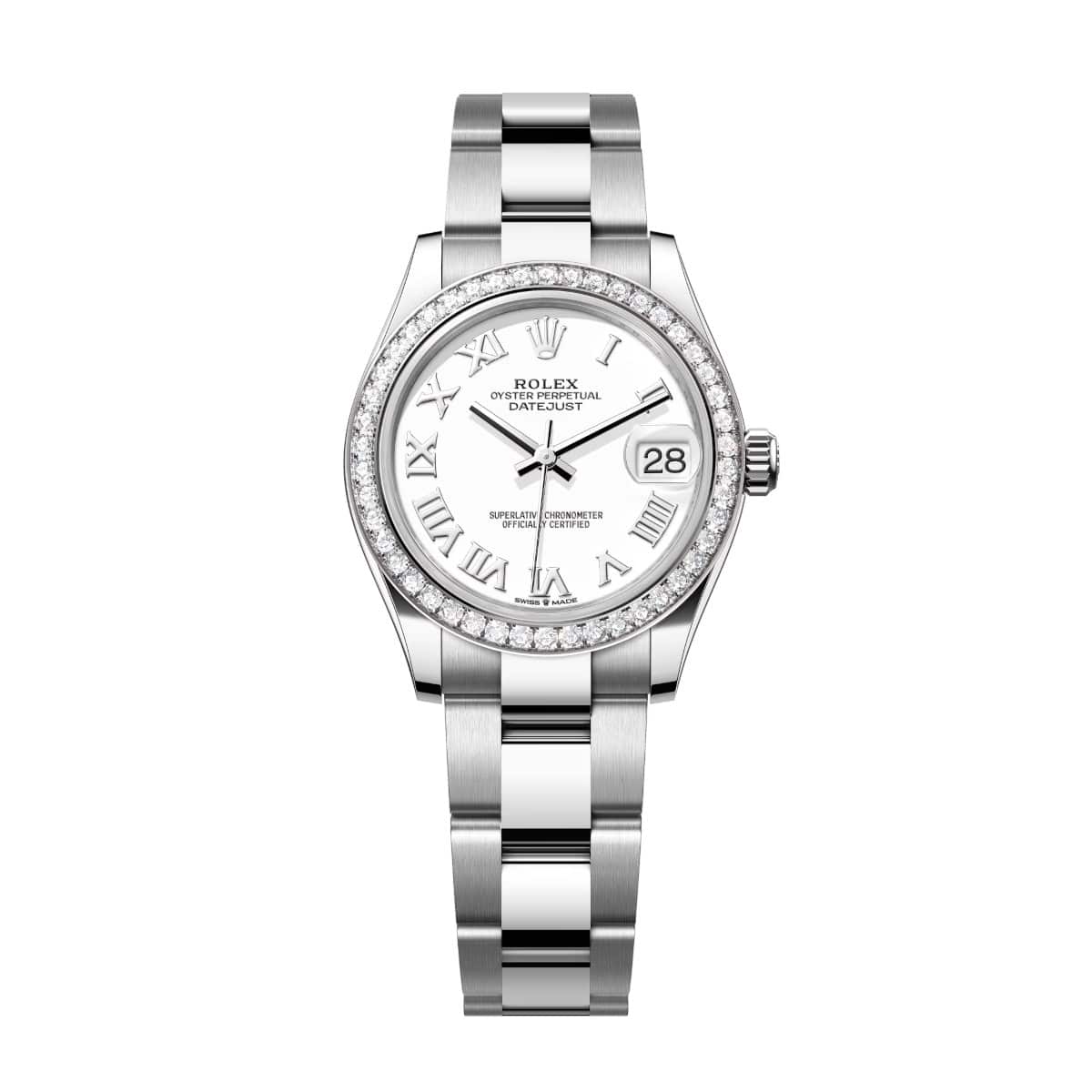 Rolex-278384rbr-0013-whiteroman-diamondset-oyster.jpg Rolex Datejust 278384RBR-0013 White 31mm Dial Oyster Watch - Image 1