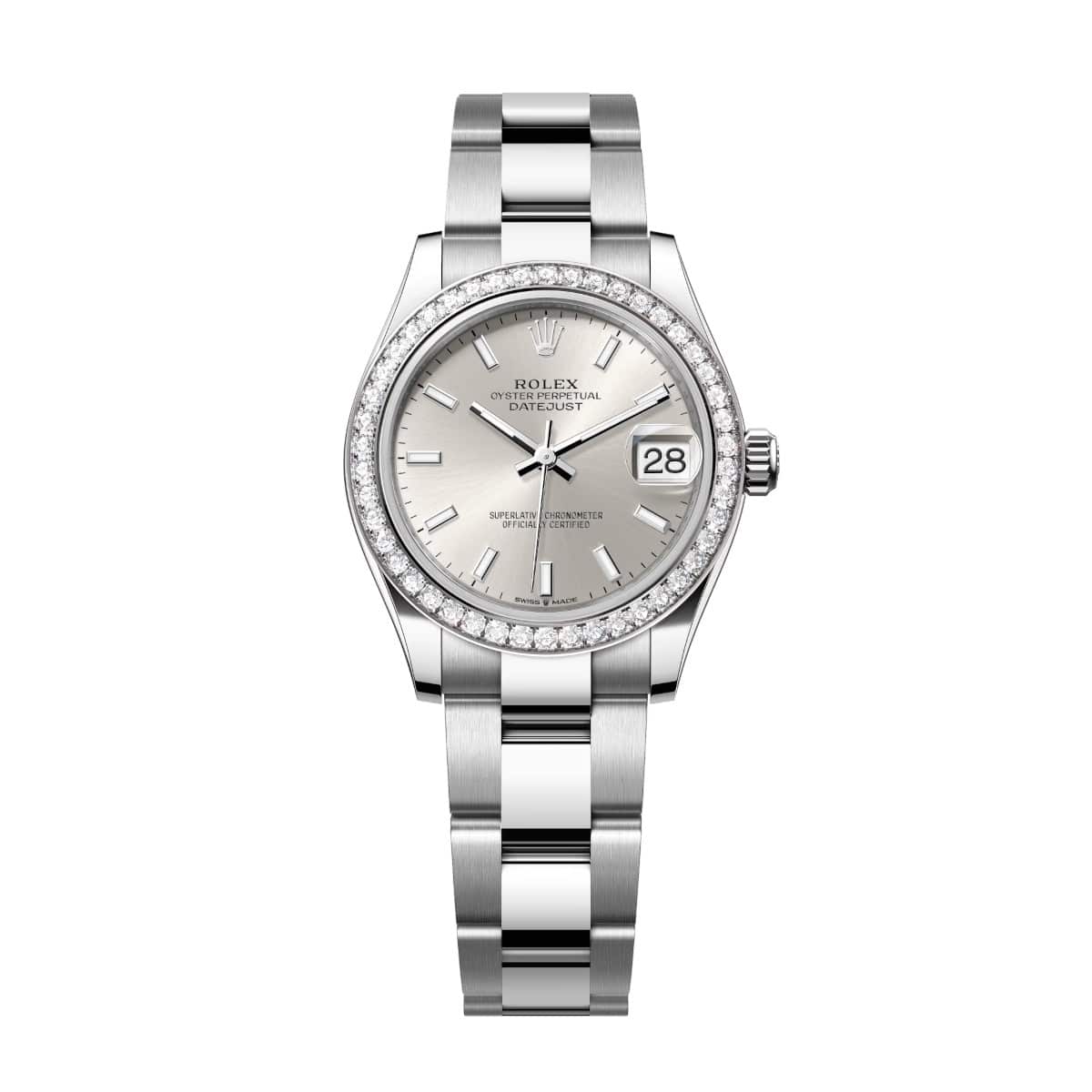 Rolex-278384rbr-0015-silver-diamondset-oyster.jpg Rolex Datejust 278384RBR-0015 Silver 31mm Dial Oyster Watch - Image 1