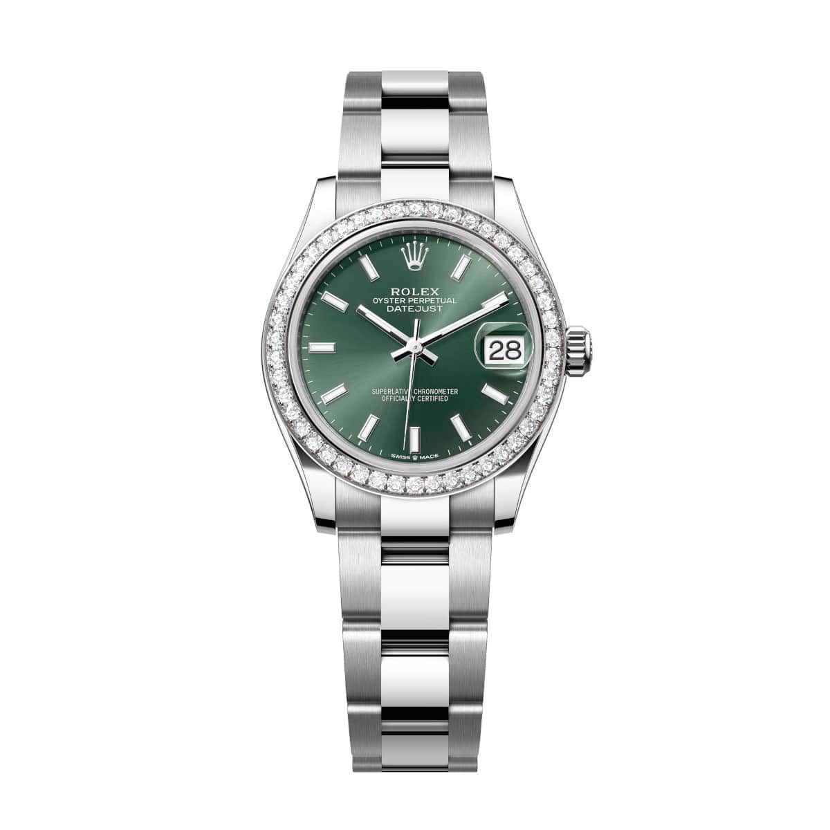 Rolex-278384rbr-0021-green-diamondset-oyster.jpg Rolex Datejust 278384RBR-0021 Mint Green 31mm Dial Oyster Watch - Image 1
