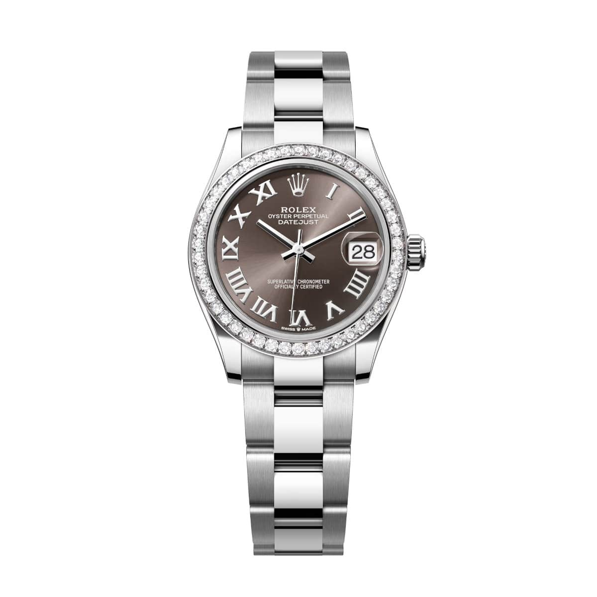 Rolex-278384rbr-0025-greyroman-diamondset-oyster.jpg Rolex Datejust 278384RBR-0025 Dark Grey 31mm Dial Oyster Watch - Image 1