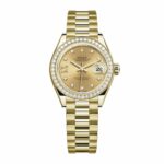 Rolex Lady-Datejust 279138RBR Champagne Diamond Dial and Diamond Bezel Yellow Gold Bracelet