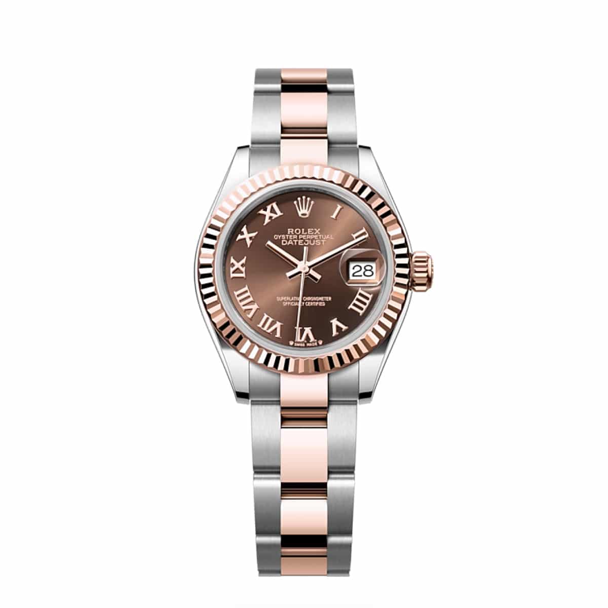 Rolex-279171-brown-roman-oyster-1.jpg Rolex Lady-Datejust 279171-0010 28mm Chocolate Roman Oyster Stainless Steel and Rose Gold - Image 1