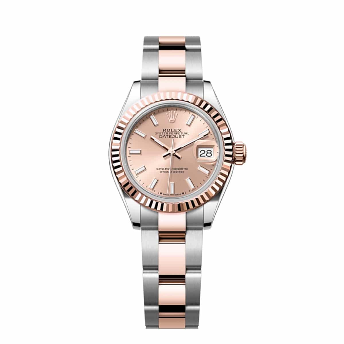 Rolex-279171-pink-stick-oyster-1.jpg Rolex Lady-Datejust 279171-0023 28mm Sundust Index Oyster Stainless Steel and Rose Gold - Image 1