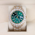 Rolex Sky-Dweller 326938 42mm Aftermarket Green Dial Iced Out Mens Watch - Image 2