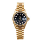 Rolex 69178 Lady Datejust 18K Yellow Gold Black Diamond Dial 26mm
