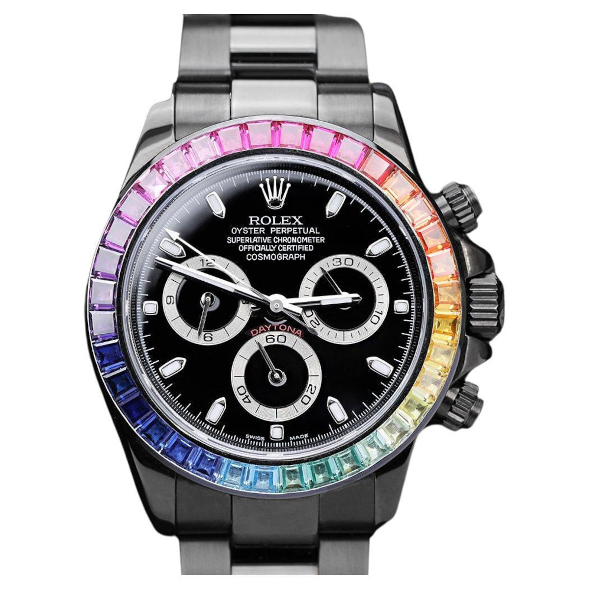 Rolex-Cosmograph-Daytona-116523-Black-Dial-Rainbow-Bezel-Black-PVD-Oyster-Bracelet-Watch-9.jpg Rolex Cosmograph Daytona 116523 Black Dial Rainbow Bezel Black PVD Oyster Bracelet Watch - Image 1