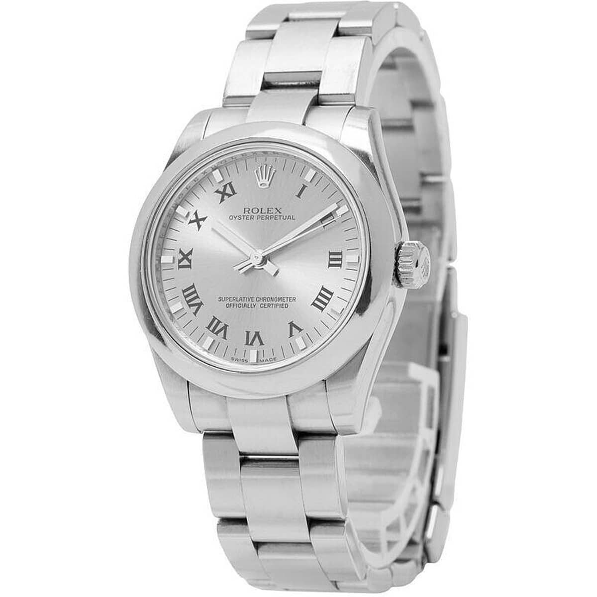 Rolex-Oyster-Midsize-177200-9.jpg Rolex Oyster Perpetual 177200-9 Silver Roman Dial Oyster Bracelet 31mm - Image 1