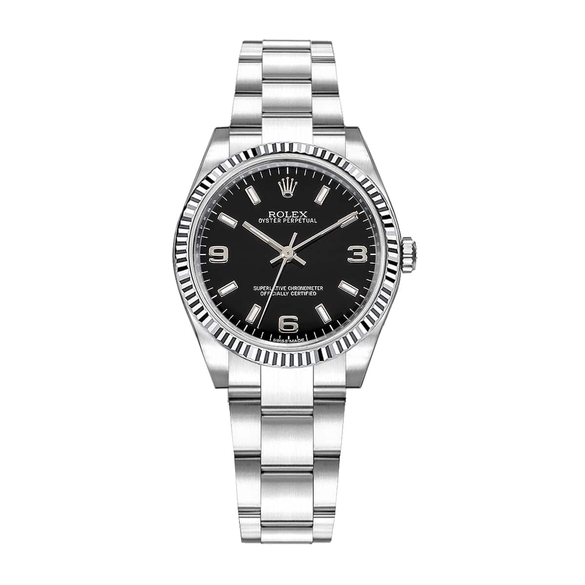 Rolex-Oyster-Perpetual-177210-4.jpg Rolex Oyster Perpetual 177210-4 Black Dial Steel Oyster Bracelet 31mm Watch - Image 1