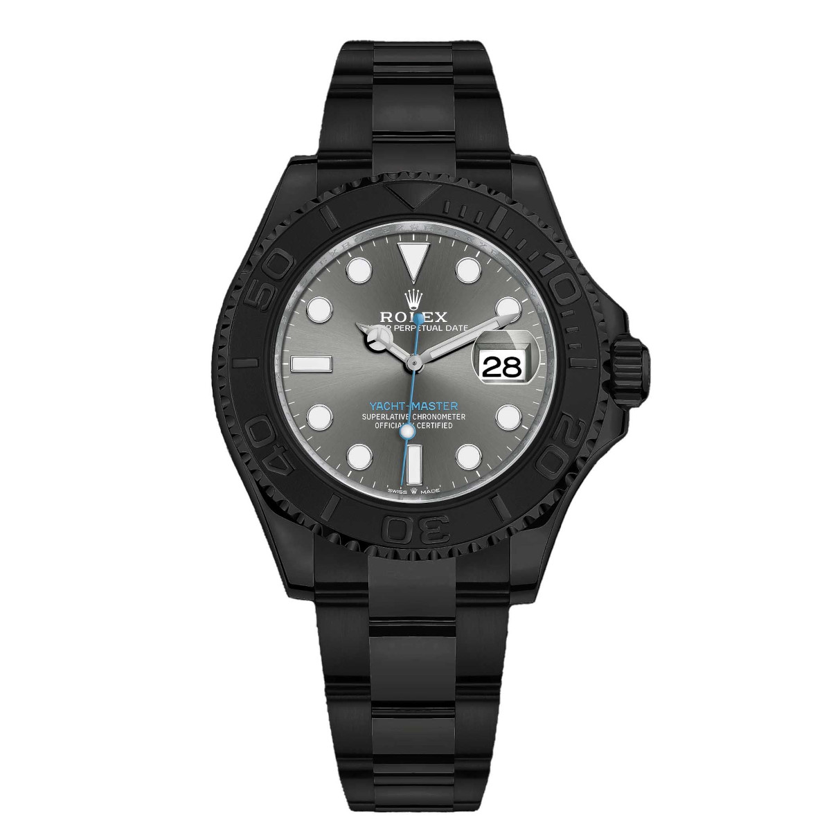 CREATOR: gd-jpeg v1.0 (using IJG JPEG v62), quality = 80 Rolex Yacht-Master 116622 Platinum Dial Black PVD Oyster Bracelet Watch - Image 1
