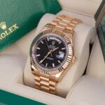Rolex 218235 Day-Date Black Dial 41mm 18K Rose Gold President Bracelet Watch - Image 3